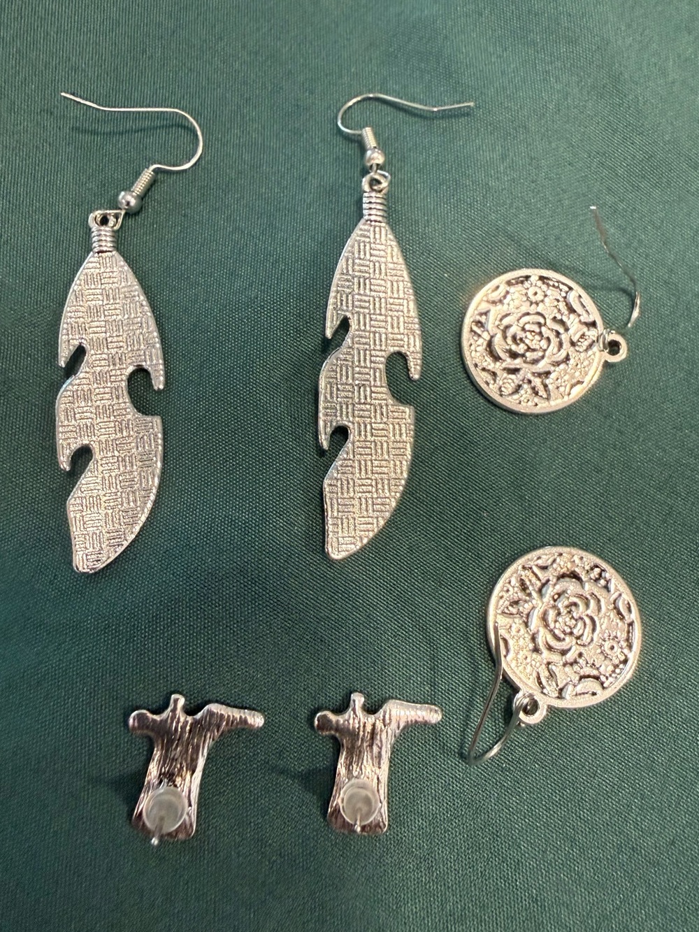 Southwestern earring set drop turquoise feather cowboy boots posts 3 pairs - Picture 2 of 6